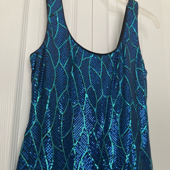 Blue Aqua Sequin Dress - Picture 3 of 4
